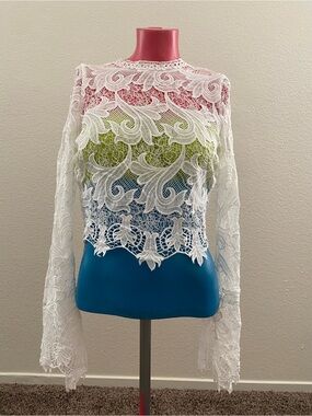 Boho Long-Sleeve Crop Top